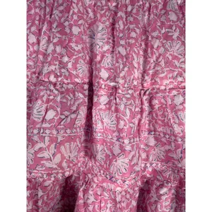 Vineyard Vines Pink Floral Tiered Mini Skirt Size M Smocked Waist Cotton thumbnail 3