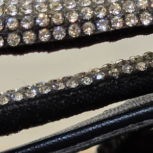 {11} Coutgo Rhinestone Slingback Chunky Heel Pointes Toe Black thumbnail 7