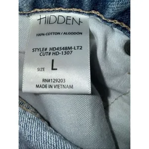 Hidden light wash high rise distressed cut off shorts 100% cotton L #754 thumbnail 5