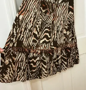 Kim Rogers Zebra Print Maxi Skirt L Flowy Boho Beaded Ruffle Dark Academia thumbnail 1
