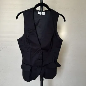 JULIET House of CB BLACK SLEEVELESS TUXEDO TOP‎ USD $139 size M vest thumbnail 3