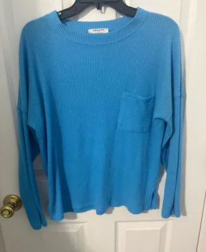Zenana Blue long sleeved sweater top thumbnail 1