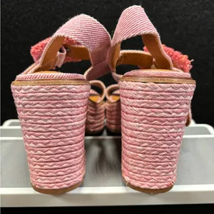 Lucky‎ Brand Yidris Platform Espadrille Heels Sandals Pink Size 9M Straw Buckle thumbnail 10