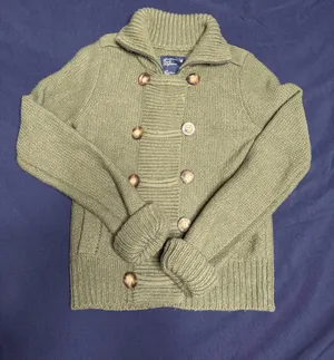 American Eagle Y2K Olive Military Wool Rabbit Hair Knit Cardigan Jacket S thumbnail 2