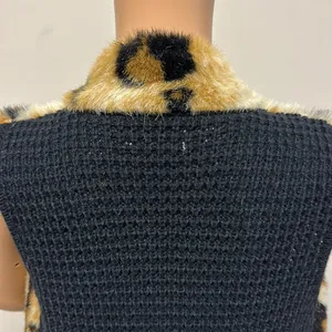 NWOT Joseph A Faux Fur Cheetah Print Long Duster Vest Sweater in back size S thumbnail 6