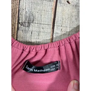 Pink Ruffle Off Shoulder Maxi Dress Boho XL Summer Romantic Vacation thumbnail 5