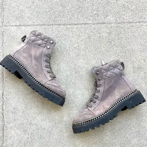 Vince‎ Camuto Merindil Combat Boot Gray Leather Suede Size 7 thumbnail 3