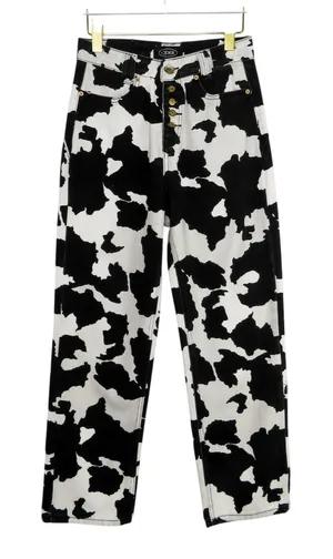 Cider Cow Print Straight Leg Jeans High Rise 90's Fit Mom Jeans Small 26" thumbnail 1