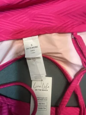 Cupshe Pink Textured High-Waisted Bikini Set Size S thumbnail 4