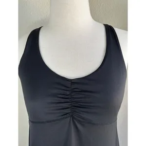 Gap Fit Ruched Tank Top Black Hiking Workout Sports Bra Racerback Drawstring Sz S thumbnail 2