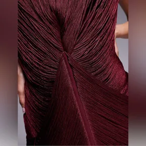 NWT ASOS Design Racer Neck Draped Fringe Maxi Dress in Oxblood Size 12 thumbnail 4