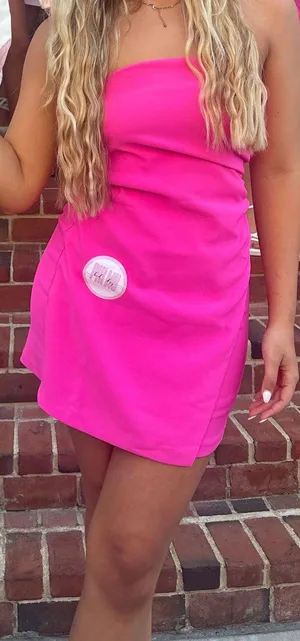 Hot pink Lavish Strapless Dress thumbnail 2