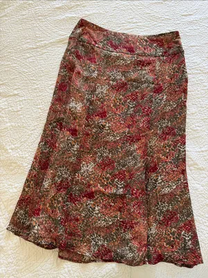 Vintage Rena Rowan Women's Orange, Red, and Green Print Skirt thumbnail 1