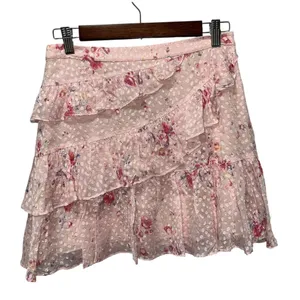 LoveShackFancy Imelda Skirt Bubbly Pink Size 4 Mini Ruffle Skirt Silk Blend thumbnail 4