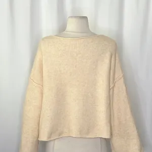 ZARA Bateau Neck Cropped Sweater Wool Solid Ivory‎ Pullover Knit Knitwear Small thumbnail 9