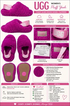 972 UGG Fluff Yeah Fuchsia Platform Slippers Women’s Size 9 thumbnail 10