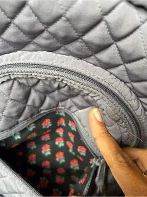 Vera Bradley Essential Compact Quilted Light Gray Mini Backpack thumbnail 9