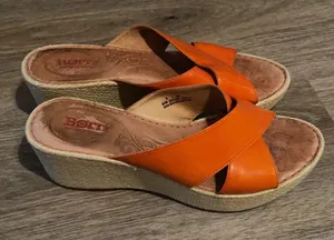 Born Leather Wedge Sandals Size 8 Medium Orange thumbnail 12