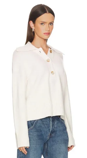 Free‎ People Trading Up Polo Sweater Cream Ivory XS thumbnail 1