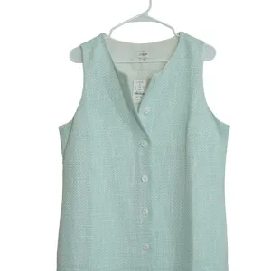 J. Crew Mint Green Tweed Button Front Shift Dress Women's 14 NWT Preppy Chic thumbnail 2