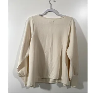 Madewell + Ottoman Rib Square-Neck Top in Cream Size 1X thumbnail 3