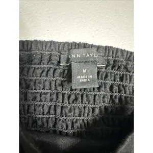 Ann Taylor Top M Black Square Neck Puff Sleeve Back Shirred Blouse Feminine thumbnail 5