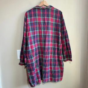 vintage long sleeved shift sleep dress button front red checkered y2k style M thumbnail 5