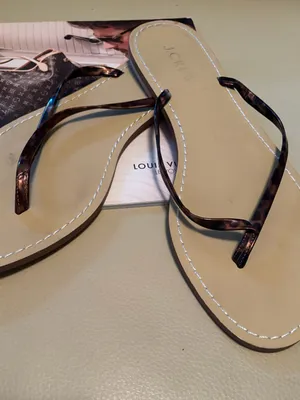 J. Crew Beige Flip Sandals with Tortoiseshell Straps thumbnail 2