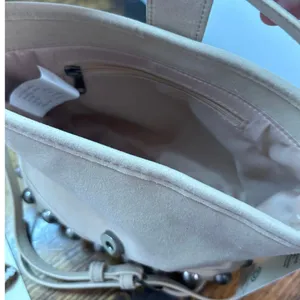 No‎ Boundaries Taupe Studded Faux Suede Moto Bucket Bag And Bag Charm thumbnail 4