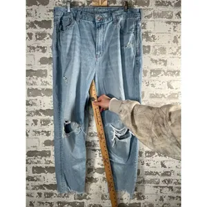 American Eagle | women curvy mom jeans distressed denim thumbnail 4