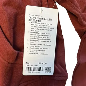 Lululemon Women’s M/L Scuba Oversized Half Zip Hoodie Date Brown Comfy‎ Cozy New thumbnail 9