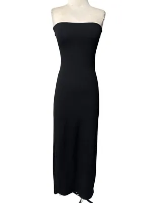LESET Rio Bandeau Dress in Black Medium New Womens Column Maxi Gown thumbnail 4