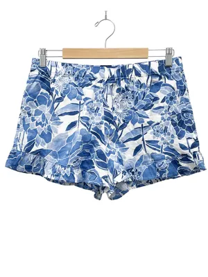 GAP 2 Pc Pajama Set Sz Medium Blue Floral 100% Cotton Ruffle Sleep Shorts Lounge thumbnail 8