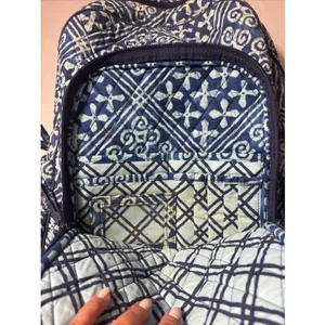 Vera Bradley Cuban Tiles Campus Tech Backpack RETIRED Blue Laptop Compartment thumbnail 6