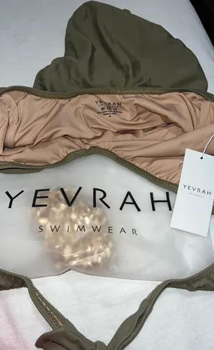 Revolve YEVRAH Positano V Neck One Piece in Taupe - Medium thumbnail 7