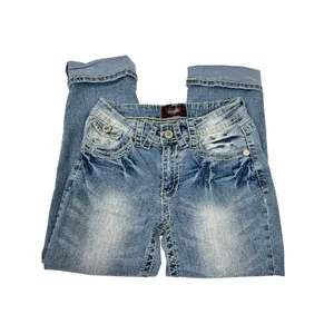Angels Y2K Capri Jeans Size 6 26x22.5 Light Wash Embroidered Flap‎ Pocket Denim thumbnail 6