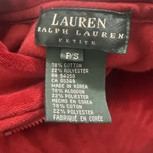 Vintage Ralph Lauren Velour Quarter Zip Sweatshirt Pullover Red Women's Size P/S thumbnail 3