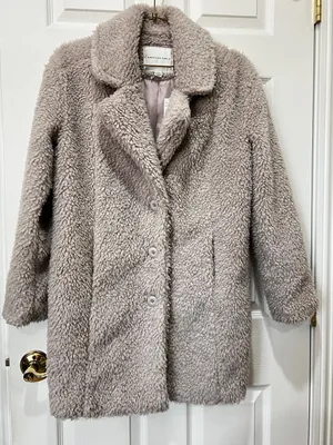 American Eagle Teddy Bear Sherpa Coat Lavender Marshmallow Size XXS Jacket Lined thumbnail 1