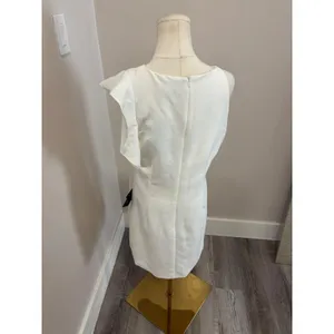 Lulus White Asymmetrical Ruffle Sleeve Shift Mini Dress XL Bridal Graduation thumbnail 6