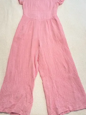 Free People Tierra Crinkle Jumpsuit — Pink Flamingo (Size S) thumbnail 6