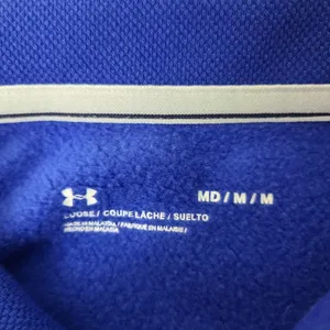 Under‎ Armour Women’s Medium Blue Color block 1/4 Zip Mock Cropped Sweatshirt thumbnail 3