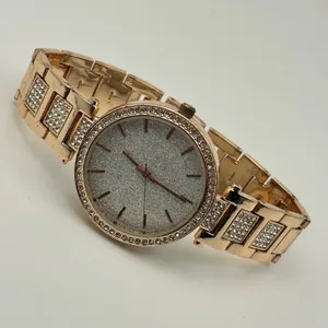 Women’s Rose Gold Crystal Bezel Women’s Fashion Watch Working New Battery thumbnail 4