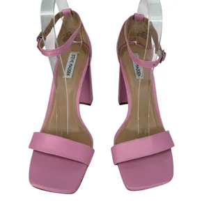 Steve Madden Tiaa Pink Leather Block Heel Square Toe Ankle Strap Sandals Sz‎ 10M thumbnail 5