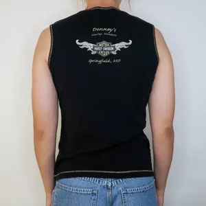 Y2K Harley Davidson Cheetah Gold Sparkly Tank Top Black Size L thumbnail 4