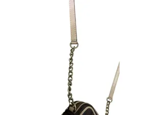 Michael Kors Jet Set Travel Crossbody Bag Brown MK Monogram Small Gold Chain Use thumbnail 14