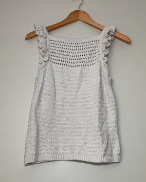 Madewell Ruffled Crochet Sweater Tank thumbnail 6