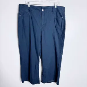 NYDJ Brigitte High Rise Wide Leg Capri Serendipit Blue Wash NWT Size‎ 16 Casual thumbnail 2