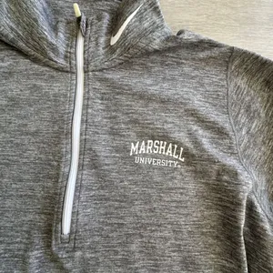 Nike Dri-Fit 1/2 Zip Pullover Marshall University Heather Grey L EUC thumbnail 5