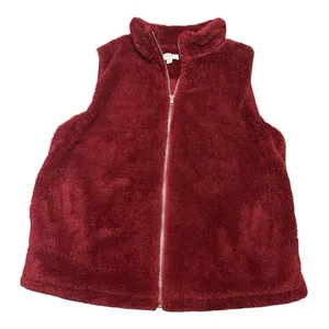Umgee Plush Fleece Excursion Vest Women's Medium Crimson Maple Red‎ Deep Pile thumbnail 1