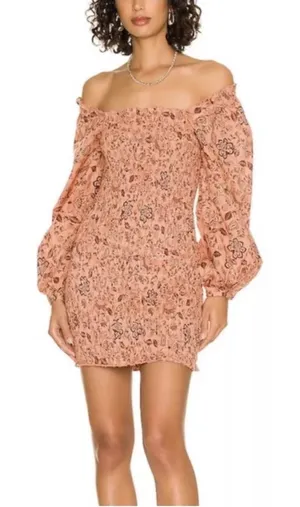 Free People Smock It To Me Mini Dress Women's‎ Size Medium Apricot Combo NWT thumbnail 1